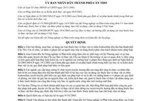 Quyết định 313/2004/QĐ-UB cấm mua bán sử dụng thuốc bảo vệ thực vật chứa Endosulfan Cần Thơ