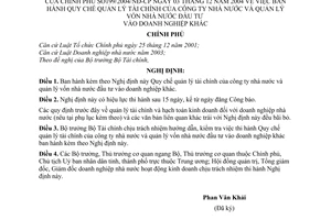 Nghị định 199/2004/NĐ-CP Quy chế quản lý tài chính của công ty nhà nước quản lý vốn nhà nước đầu tư vào doanh nghiệp khác