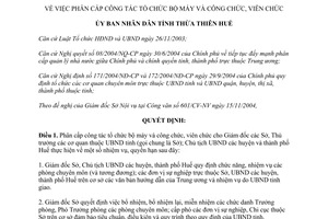 Quyết định 4071/2004/QĐ-UB phân cấp công tác tổ chức bộ máy Thừa Thiên Huế