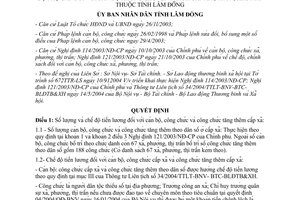 Quyết định 219/2004/QĐ-UB	số lượng chế độ cán bộ công chức xã cán bộ không chuyên trách Lâm Đồng