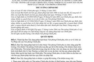 Quyết định 200/2004/QĐ-TTg thành lập chức năng, nhiệm vụ Ban Xây dựng pháp luật Văn phòng Chính phủ