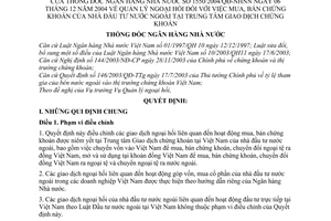 Quyết định 1550/2004/QĐ-NHNN quản lý ngoại hối mua, bán chứng khoán nhà đầu tư nước ngoài tại Trung tâm Giao dịch