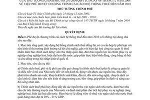 Quyết định 201/2004/QĐ-TTg chương trình cải cách hệ thống thuế đến 2010