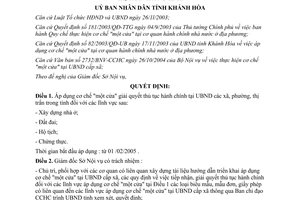 Quyết định 213/2004/QĐ-UB áp dụng cơ chế một cửa giải quyết thủ tục hành chính