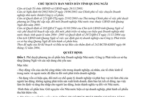 Quyết định 3175/QĐ-CT phương án cổ phần hóa Công ty phát triển cơ sở hạ tầng Quảng Ngãi