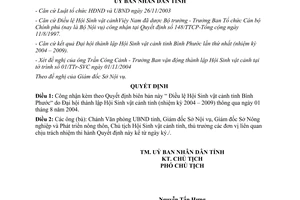 Quyết định 117/2004/QĐ-UB công nhận bản Điều lệ Hội Sinh vật cảnh