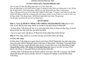 Quyết định 181/2004/QĐ-UB Thành lập Sở Bưu chính, Viễn thông Thành phố Hà Nội