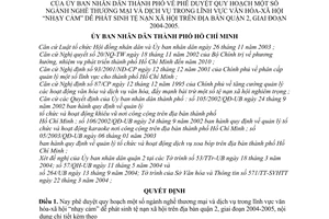 Quyết định 270/2004/QĐ-UB quy hoạch ngành nghề thương mại dịch vụ lĩnh vực VHXH nhạy cảm dễ phát sinh tệ nạn xã hội quận 2,2004-2005