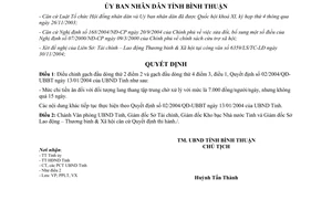 Quyết định 88/2004/QĐ-UBBT điều chỉnh tiền ăn người lang thang tại 02/2004/QĐ-UBBT Bình Thuận