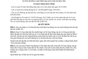 Quyết định 4778/QĐ-UB năm 2004 cho phép xe ô tô đưa đón học sinh lưu thông vào đường cấm Bến Tre