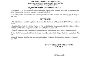 Nghị quyết 20/2004/NQ.HĐND7 xác nhận bầu cử bổ sung thành viên UBND An Giang 2004-2009
