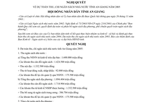 Chỉ thị 14/2004/NQ.HĐND7 dự toán thu chi ngân sách nhà nước An Giang năm 2005