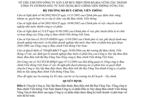 Quyết định 65/2004/QĐ-BBCVT chuyển Công ty Xây lắp Bưu điện tỉnh Bà Rịa - Vũng tàu thành Công ty cổ phần Đầu tư Xây dựng Bưu chính Viễn thông