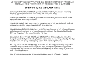 Quyết định 64/2004/QĐ-BBCVT chuyển Công ty Xây lắp Bưu điện thành Công ty cổ phần Phát triển Viễn thông Quảng Trị