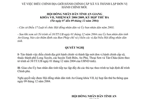 Nghị quyết 19/2004/NQ.HĐND điều chỉnh địa giới hành chính cấp xã An Giang