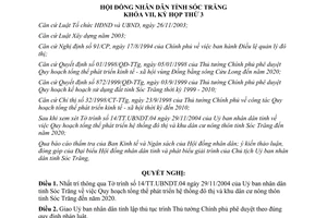 Nghị quyết 22/2004/NQ-HĐND phát triển hệ thống đô thị và khu dân cư nông thôn nông thôn Sóc Trăng