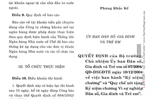 Quyết định 07/2004/QĐ-DSGĐTE Kỷ niệm chương Quy chế xét tặng Kỷ niệm chương Vì sự nghiệp Dân số, Gia đình và Trẻ em