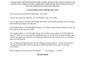 Quyết định số 89/2004/QĐ-UB phân cấp nguồn thu nhiệm vụ chi định mức phân bổ dự toán Quảng Nam