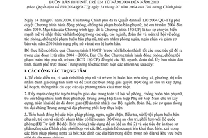 Kế hoạch 52/BCĐ 130/CP thực hiện Chương trình hành động phòng, chống tội phạm buôn bán phụ nữ, trẻ em 2004 đến 2010