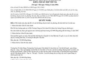 Nghị quyết 27/2004/NQ-HĐNĐ phê chuẩn mức phụ cấp cán bộ không chuyên trách