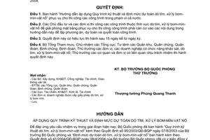 Quyết định 165/2004/QĐ-BQP hướng dẫn áp dụng Quy trình kỹ thuật và định mức