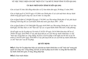 Quyết định 85/2004/QĐ-UB thực hiện cơ chế “một cửa” tại Sở Tư pháp tỉnh Tuyên Quang