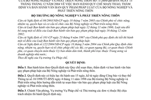 Quyết định 73/2004/QĐ-BNN Quy chế soạn thảo, thẩm định ban hành văn bản  pháp luật Bộ Nông nghiệp Phát triển nông thôn