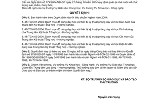 Quyết định 39/2004/QĐ-BGDĐT 4 tiêu chuẩn ngành  2004