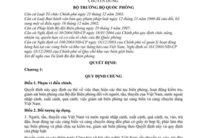 Quyết định 167/2004/QĐ-BQP thủ tục, kiểm tra, giám sát biên phòng  cảng biển cảng chuyên dùng