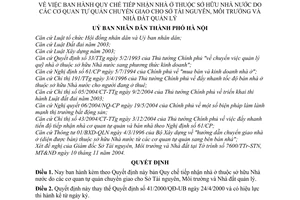 Quyết định 185/2004/QĐ-UB quy chế tiếp nhận nhà ở thuộc sở hữu nhà nước cơ quan tự quản chuyển giao cho sở TNMT nhà đất quản lý