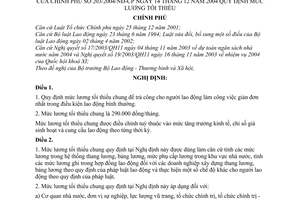 Nghị định 203/2004/NĐ-CP mức lương tối thiểu chung