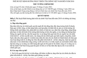 Quyết định 211/2004/QĐ-TTg Định hướng phát triển tài chính Việt Nam đến 2010