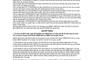 Nghị quyết 19/2004/NQ-HĐ các chuyên đề Ủy ban nhân dân tỉnh trình