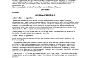 Decree of Government No. 204/2004/ND-CP of December 14th, 2004, on salary regime for cadres, public servants, officials, and armed force personnel
