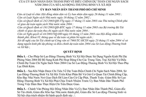 Quyết định 278/2004/QĐ-UB điều chỉnh dự toán chi ngân sách 2004 Sở Lao động-Thương binh và Xã hội