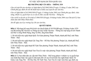 Quyết định 99/2004/QĐ-BVHTT xếp hạng di tích quốc gia