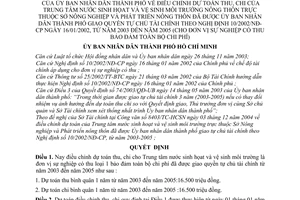 Quyết định 282/2004/QĐ-UB điều chỉnh dự toán thu, chi Trung tâm nước sinh hoạt vệ sinh môi trường nông thôn hướng dẫn Nghị định 10/2002/NĐ-CP