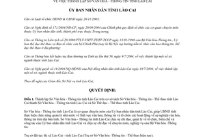 Quyết định 778/2004/QĐ-UB thành lập Sở Văn hóa Thông tin Lào Cai