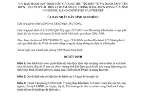 Quyết định 3099/2004/QĐ-UB sử dụng thư tín điện tử danh sách tên miền địa chỉ IP Ninh Bình