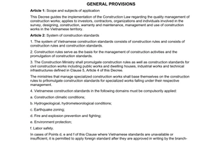 Decree No. 209/2004/ND-CP of December 16th, 2004, on quality management of const