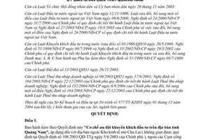 Quyết định 94 /2004/QĐ-UB ưu đãi khuyến khích đầu tư Quảng Nam