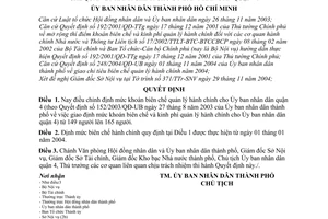 Quyết định 296/2004/QĐ-UB điều chỉnh định mức khoán biên chế quản lý hành chính Ủy ban nhân dân quận 4