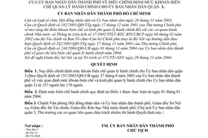 Quyết định 294/2004/QĐ-UB điều chỉnh định mức khoán biên chế quản lý hành chính Ủy ban nhân dân quận 3