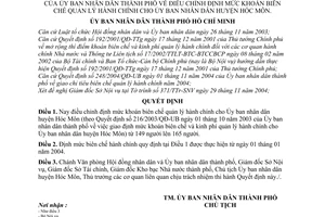 Quyết định 307/2004/QĐ-UB điều chỉnh định mức khoán biên chế quản lý hành chính Ủy ban nhân dân huyện Hóc Môn