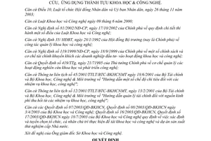 Quyết định 89/2004/QĐ-UB quản lý và khuyến khích hoạt động nghiên cứu khoa học k