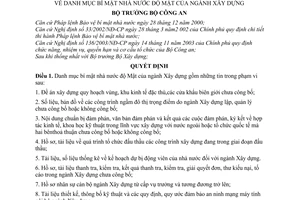 Quyết định 1486/2004/QĐ-BCA (A11) danh mục bí mật nhà nước độ Mật