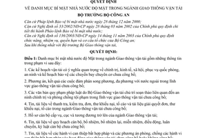 Quyết định 1485/2004/QĐ-BCA A11 Danh mục bí mật Nhà nước độ Mật ngành Giao thông vận tải