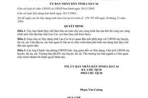 Quyết định 796/QĐ-UB năm 2004 đảm bảo an toàn công trình lân cận khi thi công công trình mới Lào Cai