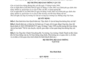 Quyết định 33/2004/QĐ-BGTVT vận tải hàng hóa đường thủy nội địa