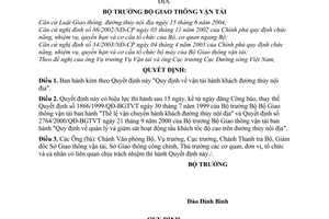 Quyết định 34/2004/QĐ-BGTVT vận tải hành khách đường thủy nội địa